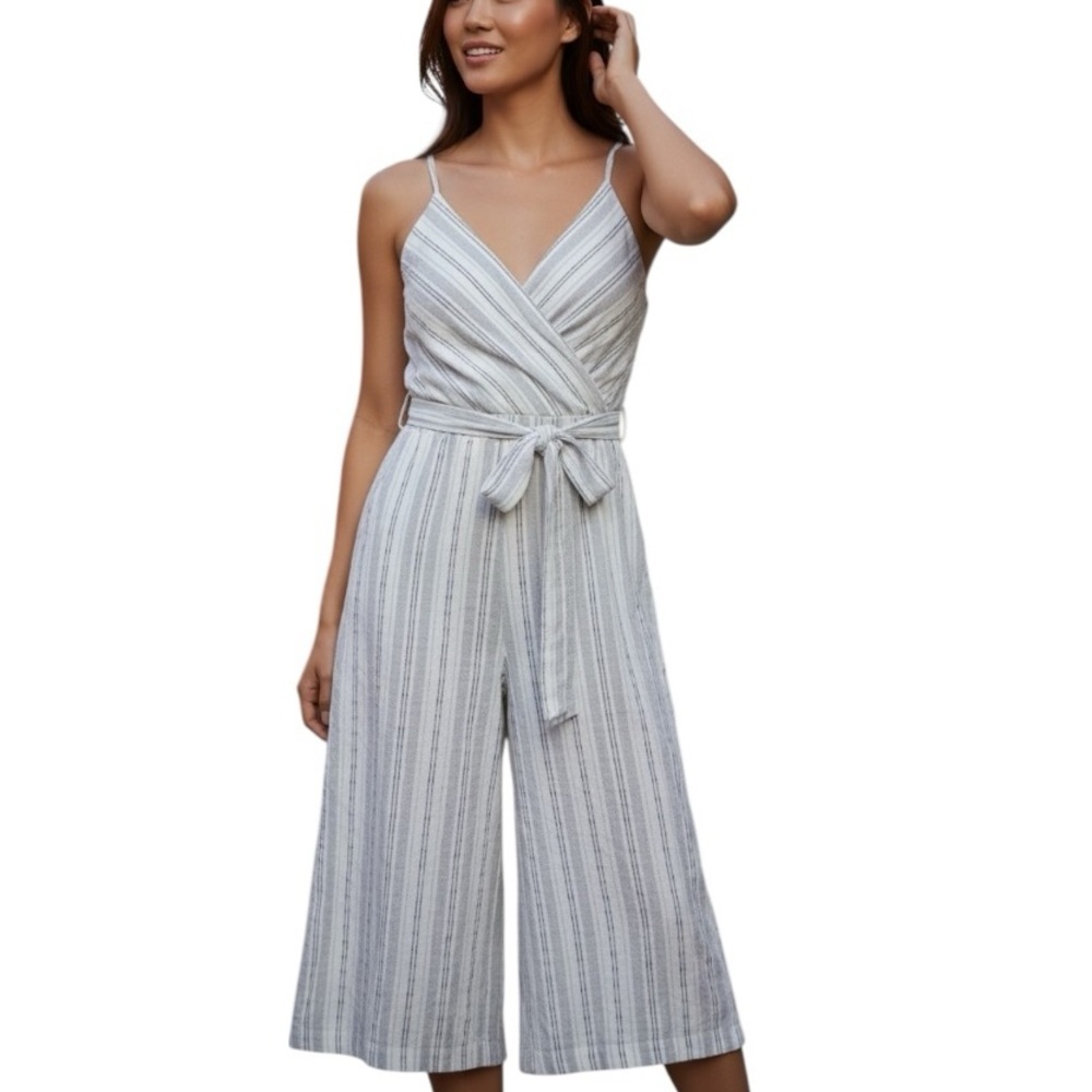 Sienna Sky Small White Adjustable Spaghetti Strap Cropped Romper Cotton Jumper